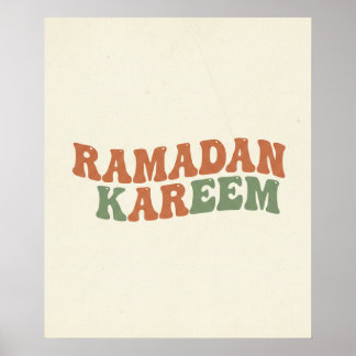 Modern Retro Ramadan Kareem Wall Art  Boho Islamic