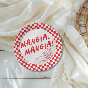 Modern Retro Red Italian Pizzeria Pizza Party Paper Plate