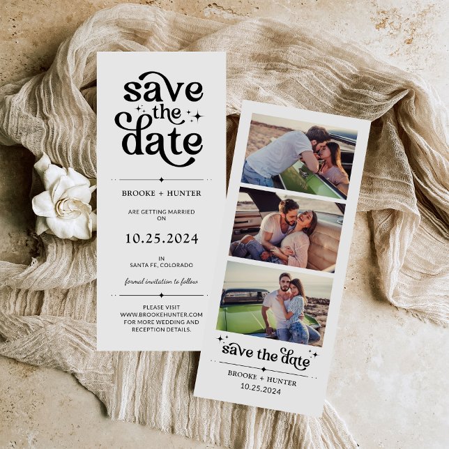 Modern Retro Save The Date | Photo Booth Strip Invitation (Creator Uploaded)