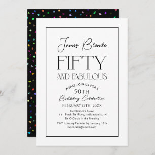 Modern Retro Script Men's Fiftieth Birthday Party Invitation