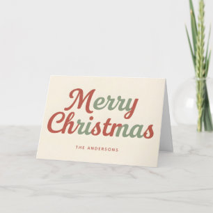 Modern Retro Script Merry Christmas Holiday Card