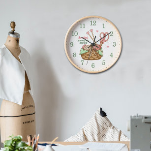 Modern Retro Sewing Room Custom Wood Wall  Clock