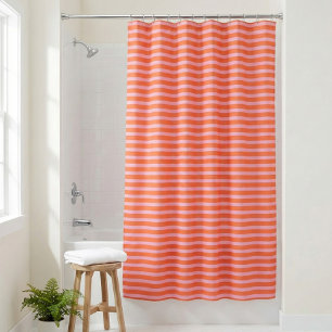 Modern Retro Striped Fun Colorful Pink Orange  Shower Curtain
