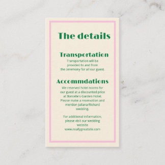Modern Retro Striped Wedding Information Business Card