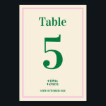 Modern Retro Striped  Wedding Information  Table Number<br><div class="desc">Make a bold first impression with this Preppy Retro Wedding Invitation. Featuring a vibrant combination of forest green and bubblegum pink stripes, this design is framed by a trendy scalloped wavy border that adds a touch of whimsical elegance. Perfect for the modern couple who loves a vintage-meets-maximalist aesthetic, this invitation...</div>