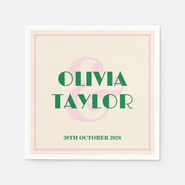 Modern Retro Striped Wedding Invitation Napkin (Front)