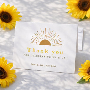 Modern retro sun Script Baby Shower Thank You Card