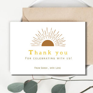 Modern retro sun Script Baby Shower Thank You Card