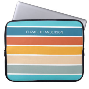 Modern Retro Sunset Stripes Personalised  Laptop Sleeve