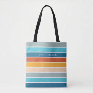 Modern Retro Sunset Stripes Personalised Tote Bag