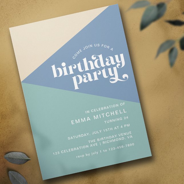 Modern Retro Surf Blue | Beachy Birthday Party Invitation (Creator Uploaded)