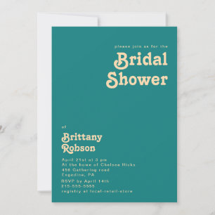 Modern Retro Teal Bridal Shower Invitation