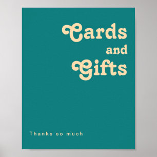 Modern Retro   Teal Cards and Gifts Sign
