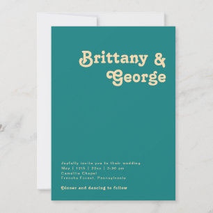 Modern Retro Teal Casual Wedding Invitation