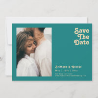 Modern Retro | Teal Photo Horizontal Save The Date