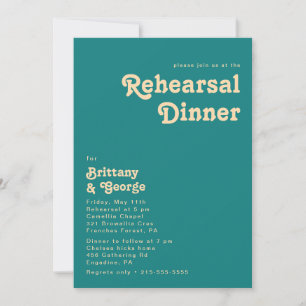 Modern Retro   Teal Rehearsal Dinner Invitation