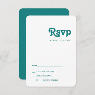 Modern Retro   Teal Rounded Edges RSVP Card