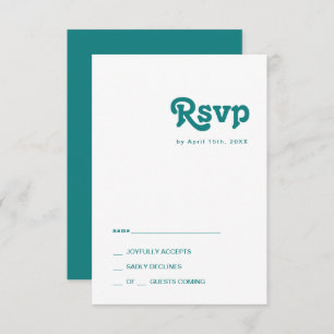 Modern Retro   Teal RSVP Card