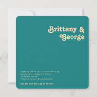 Modern Retro | Teal Square Rounded Edges Wedding