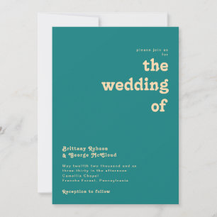 Modern Retro   Teal The Wedding Of Invitation