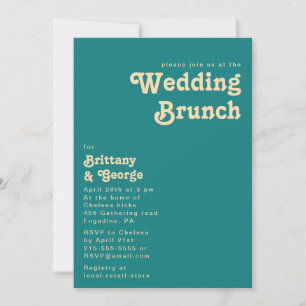 Modern Retro Teal Wedding Brunch Invitation