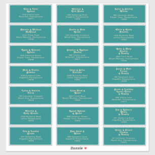 Modern Retro   Teal Wedding Guest Address Sticker