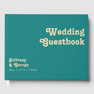 Modern Retro Teal Wedding Guestbook