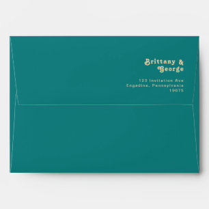 Modern Retro Teal Wedding Invitation Envelope