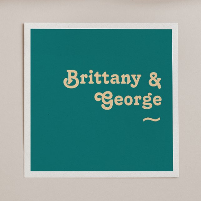 Modern Retro | Teal Wedding Napkins (Creator Uploaded)