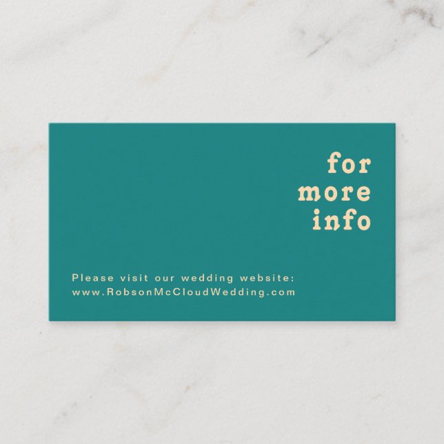 Modern Retro | Teal Wedding Website Enclosure Card (Front)