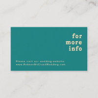 Modern Retro | Teal Wedding Website Enclosure Card