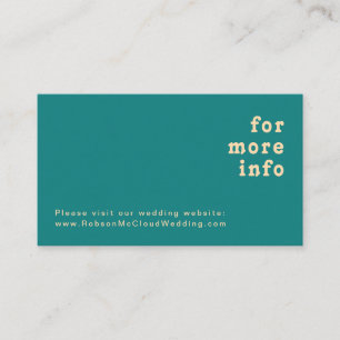 Modern Retro Teal Wedding Website Enclosure Card