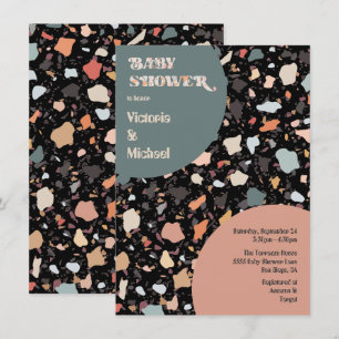Modern Retro Terrazzo Baby Shower Invitation