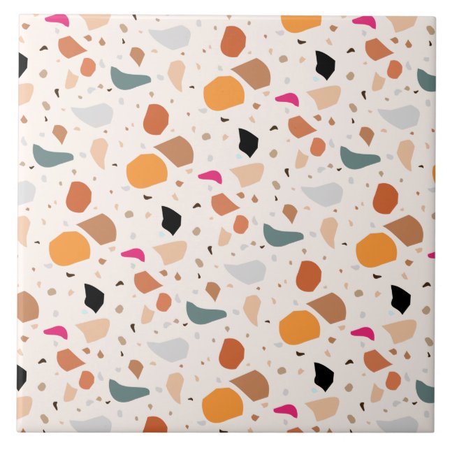 Modern Retro Terrazzo Colourful Pattern Ceramic Tile (Front)