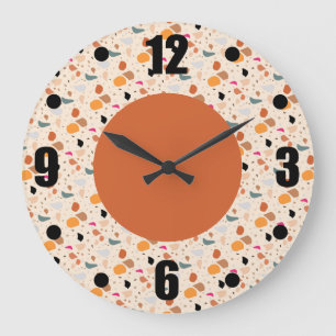 Modern Retro Terrazzo Colourful Pattern Large Clock