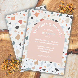 Modern Retro Terrazzo Wedding Arch Invitation