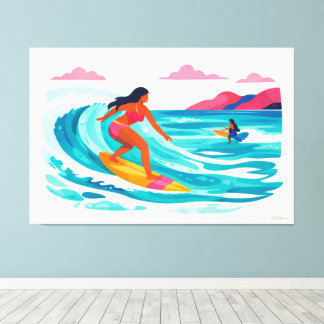 Modern retro tropical surf 02 canvas print