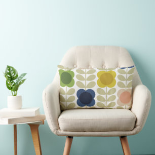 Modern Retro Vintage, Charm Summer Flower Stem Lumbar Cushion