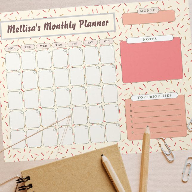 Modern Retro Warm Orange Sprinkles Candy Monthly  Notepad (Creator Uploaded)