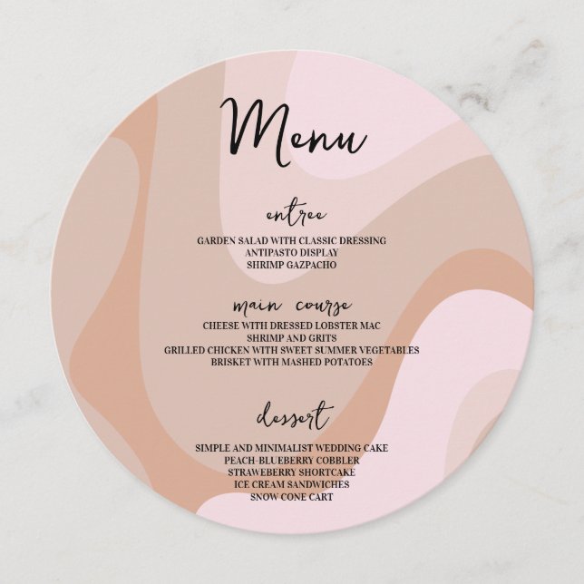Modern Retro Wave Pastel Wedding Circle Table  Menu (Front)