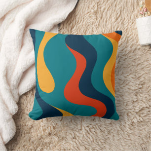 Modern Retro Wavy Abstract Pattern Cushion