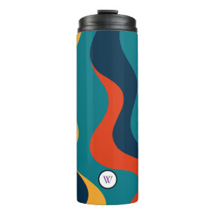 Modern Retro Wavy Abstract Pattern Thermal Tumbler