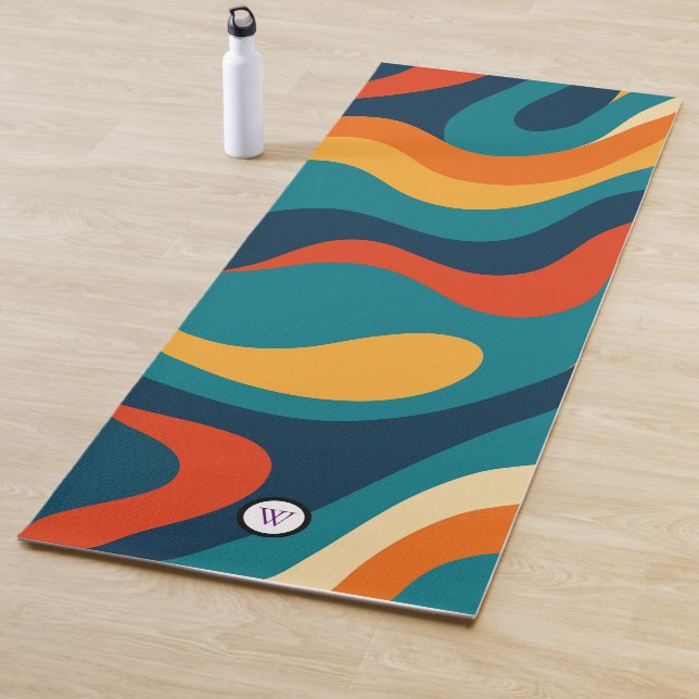 Modern Retro Wavy Abstract Pattern  Yoga Mat (In Situ)
