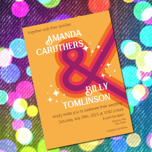 Modern retro wedding invitation design