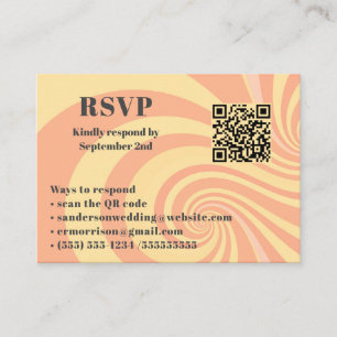 Modern Retro Wedding RSVP Online QR Code Photo  Enclosure Card