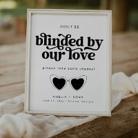 Modern Retro Wedding Sunglasses Favour Sign