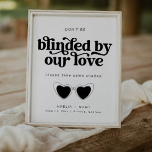 Modern Retro Wedding Sunglasses Favour Sign