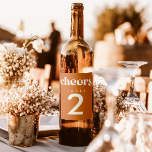 Modern Retro Wedding Table Number Wine Label