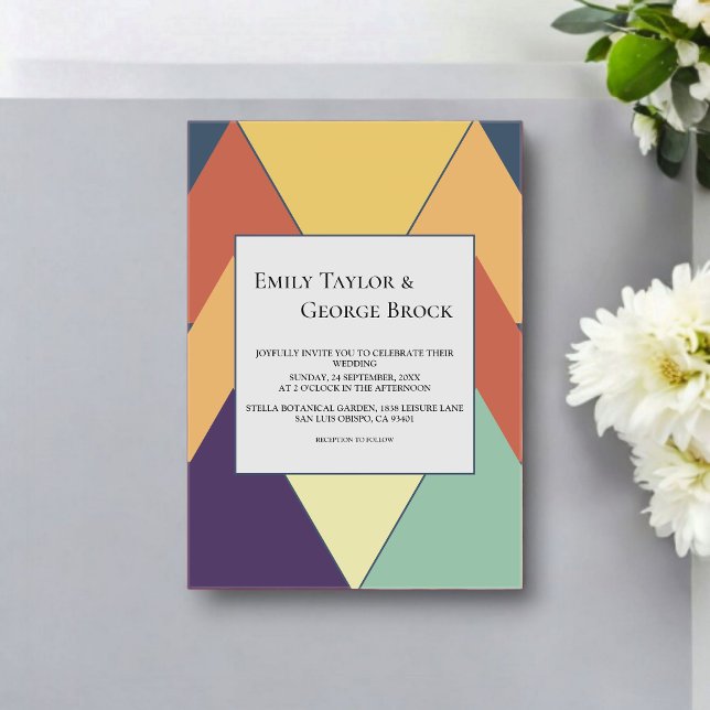 Modern Retro Whimsical Colourful Abstract Wedding Acrylic Invitations (Creator Uploaded)