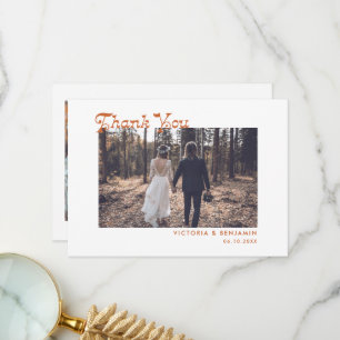 Modern Retro Whimsical Photo Wedding Thank You Car